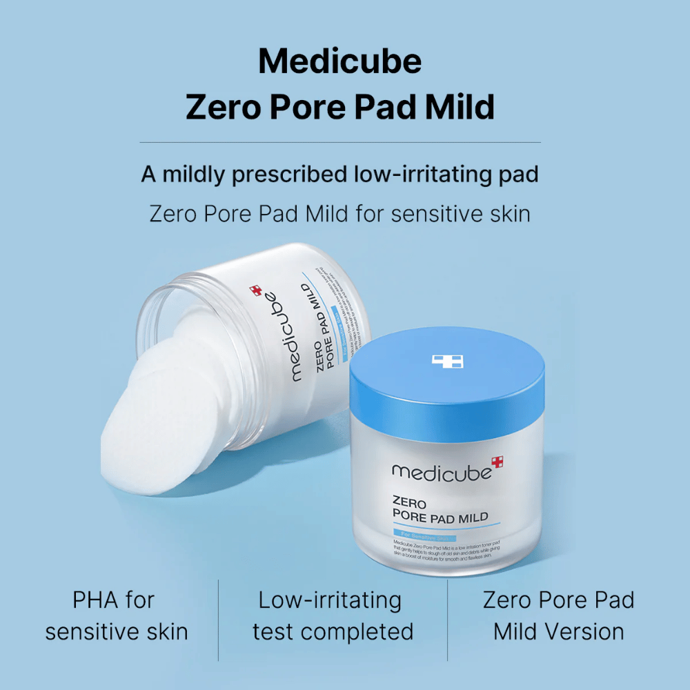 Medicube Zero Pore Pad Mild är speciellt framtagen för känslig hud. Dessa pads innehåller PHA, vilket är skonsamt för huden, och har genomgått tester för att minimera irritation. Perfekt för daglig användning för att rengöra och återfukta huden.